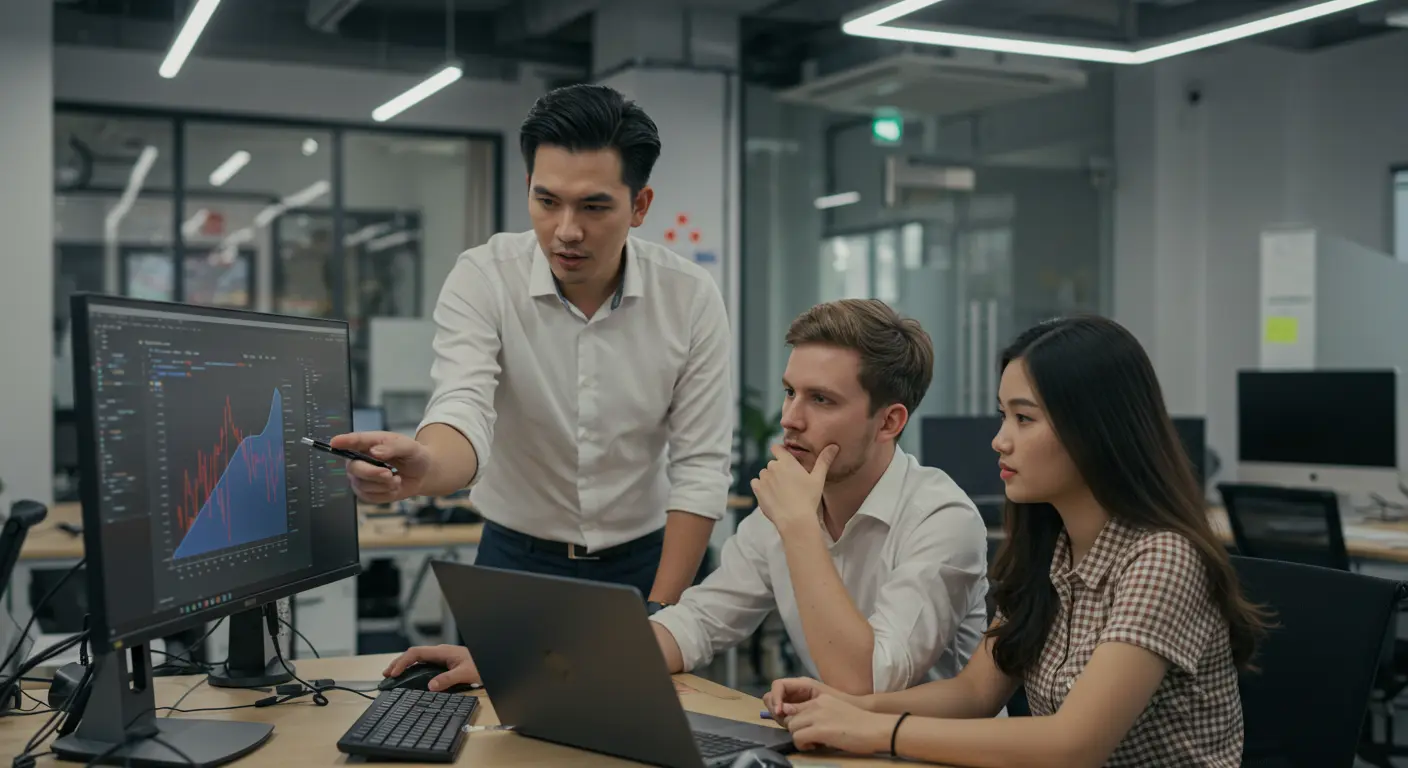 FinTech startup team meeting